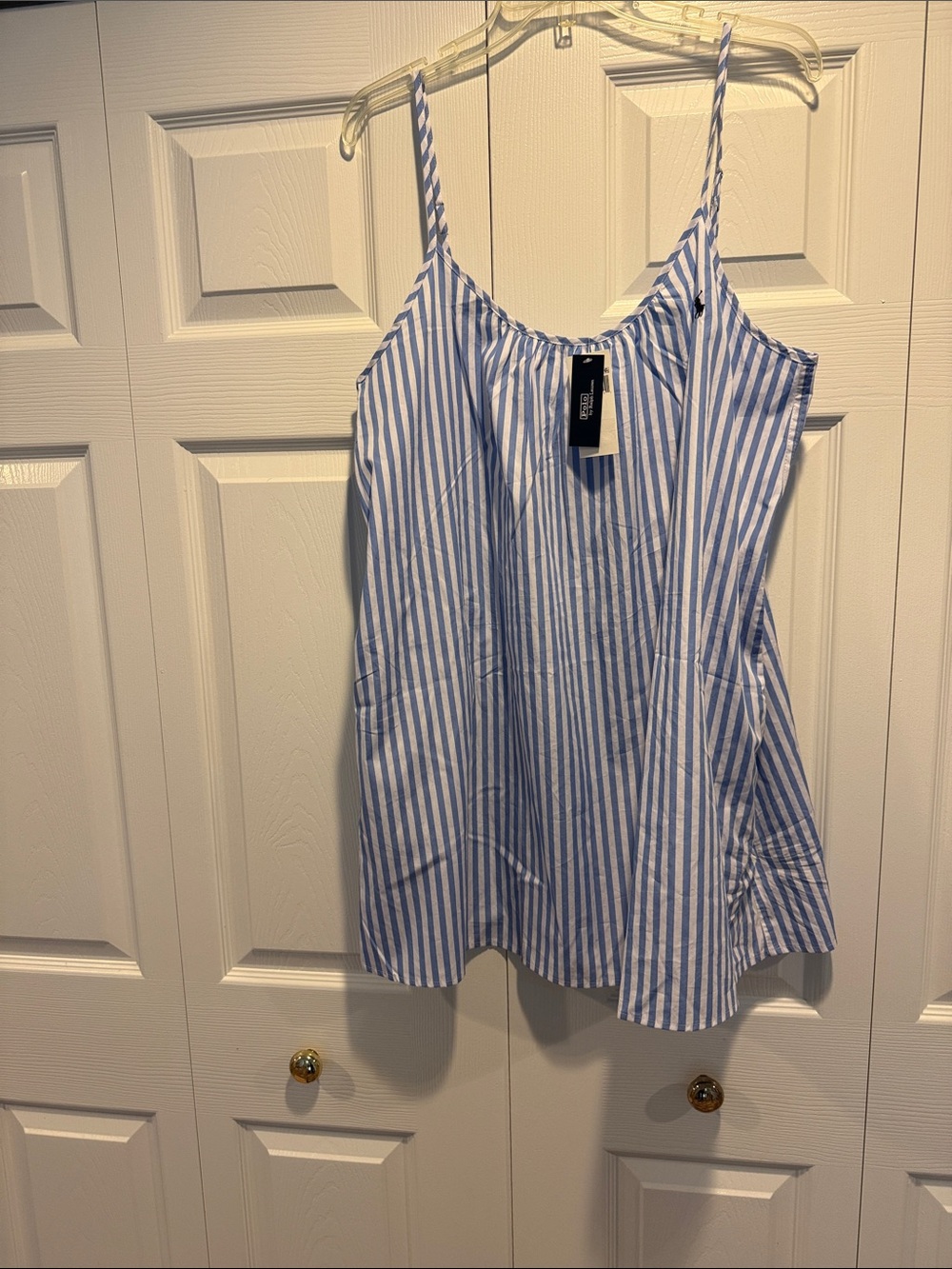 Ralph Lauren Blue and White Striped Spaghetti Strap sleep Cami dress ..nwt